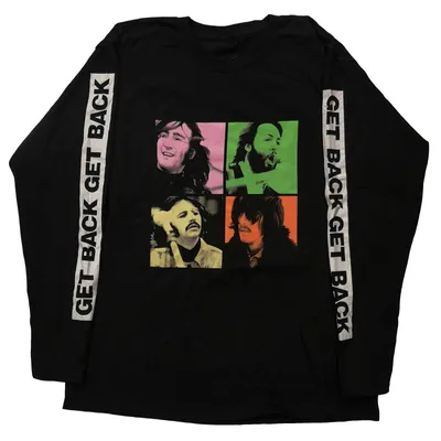 Image de The Beatles - T-shirt « Get Back Studio Shots » pour homme/femme, unie, manches longues RO4507 (L) (noir)