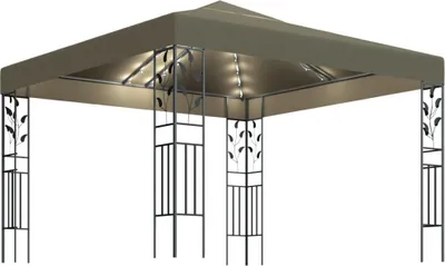 Produktbild von vidaXL Pavillon mit LED-Lichterkette 3x3 m Taupe