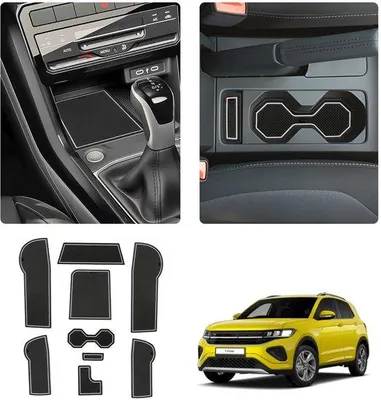 Immagine prodotto di Accessori VW T-Cross 2024 Tappetini antiscivolo Tappetini in gomma Tappetino per portabicchieri nella console centrale (bianco)