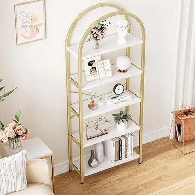 Imagen del producto de Estantería de 5 niveles, estante de pie de 180 cm de altura, estantería metálica con diseño abierto, ideal para almacenamiento en oficinas, salones y dormitorios