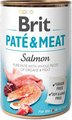 Produktbild von BRIT Paté & Meat mit Lachs - Nassfutter für Hunde – 400 g