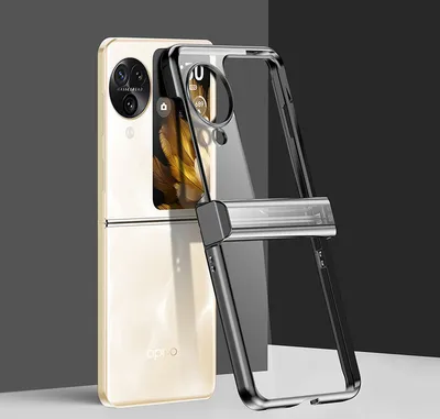 Produktbild von Hülle für Oppo Find N3 Flip mit Scharnierschutz, Ultradünne Transparent Harte PC Galvanik Schutzhülle Schwarz