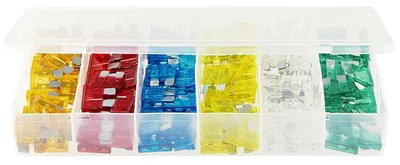 Immagine prodotto di Fusibili lamellari standard assortiti da 120 pezzi in scatola di plastica