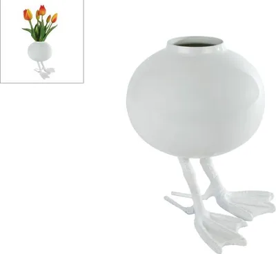 Zdjęcie produktu dla Wazon dekoracyjny Duck S biały metalowy 12x12x16cm wielokolorowy
