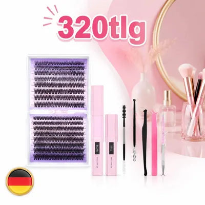 Produktbild von 320 Stück Cluster Lashes DIY Wimpernverlängerung Set 30D 40D mit Pinzette für