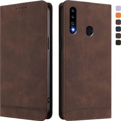 Obrázek produktu pro Pouzdro pro Samsung Galaxy A20S, retroPolyuretankožené flip pouzdro s stojánkem a přihrádkami na karty Hnědý