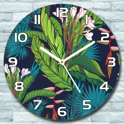 Produktbild von Wanduhr aus Glas Rund fi 30 Tropischer Dschungel Quarz Deko Wohnzimmer Büro