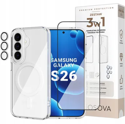 Imagen del producto de Funda para Samsung S26 compatible con MagSafe de Osova + cristal protector 5D + cristal protector para la cámara – Set 3 en 1