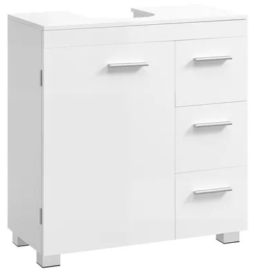 Image de Meuble sous vasque avec 2 compartiments | Blanc "Wolke" | 60 x 30 x 64 cm