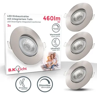 Obrázok produktu pre 3x LED zapustené spoty stmievateľné stropné svietidlo zapustené svietidlo otočné 5W reflektor