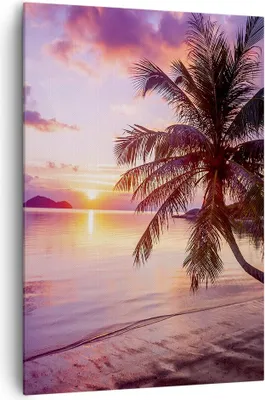 Produktbild von Bild auf Leinwand - Leinwandbild - Einteilig - Strand Meer Palme - 70x100cm - Wand Bild - Wanddeko - Wandbilder - Leinwanddruck - Wanddekoration - Leinwand bilder - Wandbild - PA70x100-3912