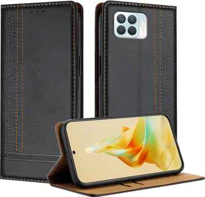 Produktbild von Handyhülle für OPPO A93 4G Leder Flip Klappbare Schutzhülle mit Standfunktion Schwarz