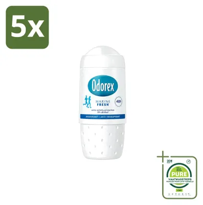 Produktbild von 5 x Odorex Deodorant Roller Marine Fris - Alkoholfrei - 50 ml - Großpackung - 5 Stücke