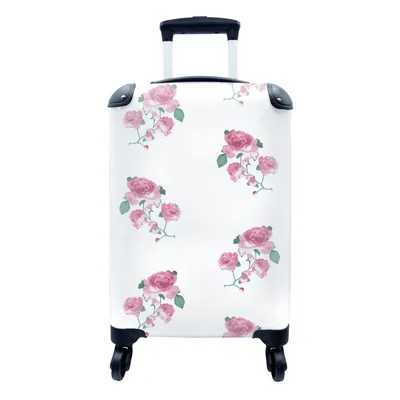Produktbild von MuchoWow® Koffer Handgepäck Trolley Rollkoffer Kleine Reisekoffer mit 4 Rollen - Rosen - Muster - Blumen - Cabin Size < 55x40x23 cm & 55x40x20 cm - Fotokoffer - Kabinenkoffer - Boardgepäck - Reise-Box - Reisekoffer - Reisegepäck - Koffer mit Bild - Trolley für Kinder