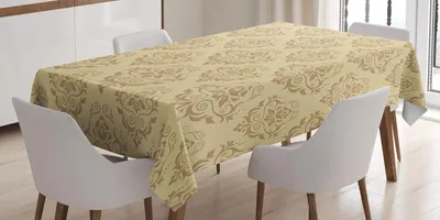 Obrázok produktu pre ABAKUHAUS Béžový obrus, pravidelný damastový vzor, ozdobný antický čipkový kvetinový vzor, orientálny štýl, 140 x 170 cm, béžový