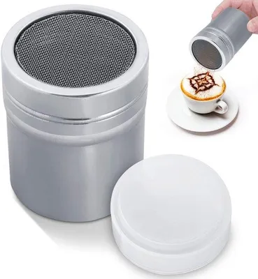 Immagine prodotto di Shaker in acciaio inossidabile con coperchio, per zucchero, caffè, cacao
