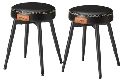 Immagine prodotto di Set di due sgabelli da bar – acciaio – ecopelle – design compatto – 48 x 48 x 48,2 cm