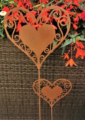 Produktbild von Beetstecker Liebesherz Romantik 2er Set Cortenstahl Garten