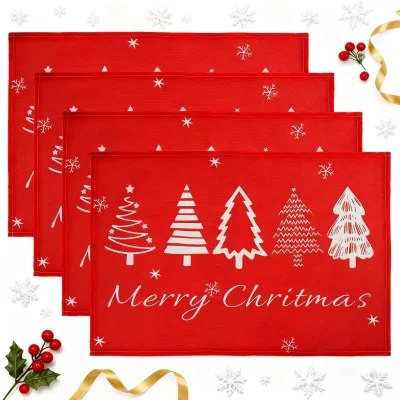 Platzsets für Weihnachten, rot, 4 Stück, 30x45 cm, Leinenmischung