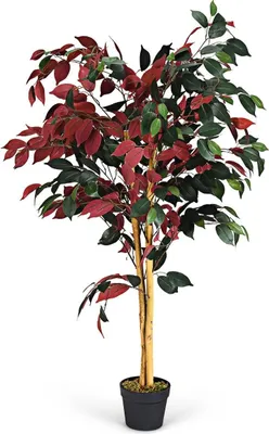 Immagine prodotto di Grande albero di ficus verde da 120 cm in vaso, albero artificiale, piante verdi realistiche