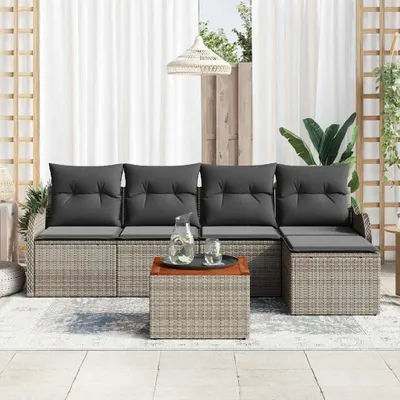 Produktbild von Maison Exclusive - Gartensofa-set mit Kissen 6 pcs Grau Poly-Rattan