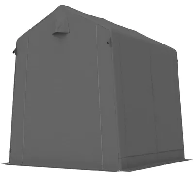 Produktbild von Gerätezelt Polyester Stahl, Garagenzelt Wasserabweisend, Satteldach, Dunkelgrau | Rolltor-Reißverschluss | 16,5 kg | 230 x 190 x 220 cm
