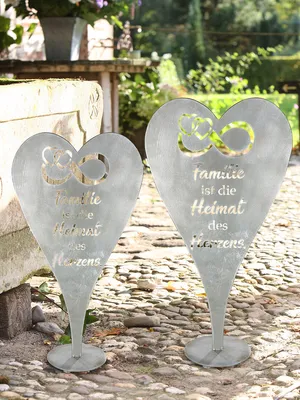 Obrázek produktu pro Gilde stojící reliéf, srdce, "Rodina", rčení, kov, stříbrná barva, , d. 24 cm, š. 49,5 cm, v. 90 cm 67519