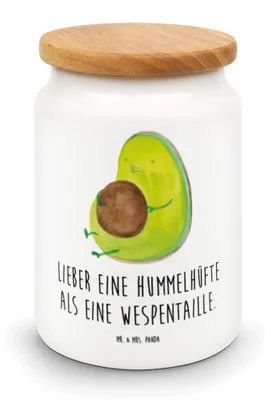 Produktbild von Mr. & Mrs. Panda behälter Avocado Pfeifen - Weiß - Geschenk, Vorratsdose, Schwanger, salzdose, Dose, Ernährung, Keksdose, Abnehmen, Vorratsbehälter