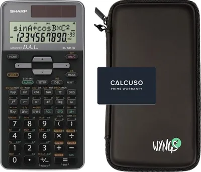 Produktbild von Sharp EL-531TG Grau inkl. WYNGS Schutztasche Schwarz - Wissenschaftlicher Taschenrechner - Basic Set