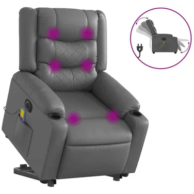 Image de Fauteuil inclinable de massage électrique gris similicuir