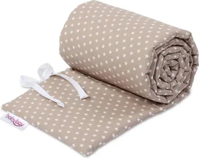 Produktbild von babybay Nestchen Organic Baumwolle passend für Modell Maxi, Boxspring, Comfort und Comfort Plus, hellbraun Sterne weiß