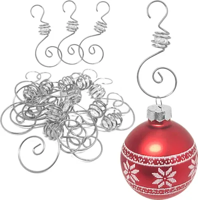 Produktbild von com-four® 12x Kugelaufhänger für Weihnachtsbaumschmuck - silberfarben