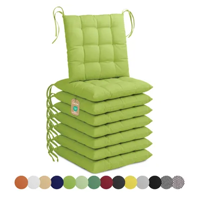 Produktbild von Lavea® Sitzkissen 40x40 cm - 8er Set, mit Stoffbändern – Outdoor & Indoor – waschbar & wetterfest – für Gartenstuhl, Balkon – Lindgrün