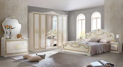 Produktbild von Barock Schlafzimmer-Set Paola in Beige/Gold 6-Teilig