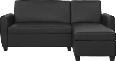 Produktbild von Noah | Schlafsofa 3 Sitze mit Chaise Lounge aus Kunstleder Schwarz