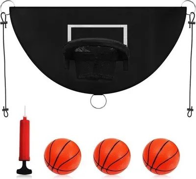 Productafbeelding van Famanu Basketballring, afneembare ring - Trampoline bevestiging met mini-basketballetjes - Accessoires voor kinderen en volwassenen