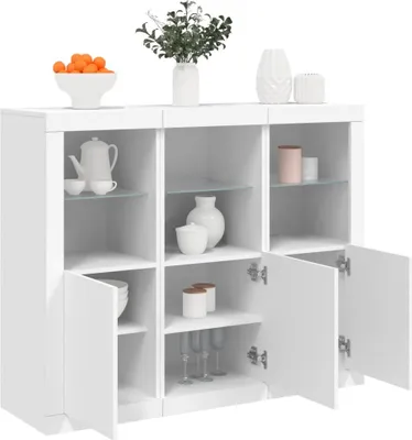Produktbild von vidaXL Sideboards mit LED-Leuchten 3 Stk. Weiß Holzwerkstoff