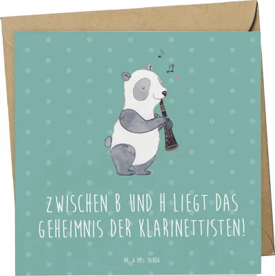 Produktbild von Mr. & Mrs. Panda Grußkarte Klarinette Geheimnis - Meeresbrise - Geschenk, kreative Musik, faltkarte, Musikunterricht, Musiker, Instrument, Glückwunschkarte, Lernen, Jazz