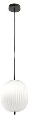 Immagine prodotto di Domizia Lampada a Sospensione in Metallo e Vetro Soffiato Colore Nero, Attacco E27 40W, Design Elegante per Illuminazione Interni Moderni