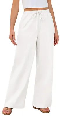 Productafbeelding van Dames Linnen Broek met Aanpasbare Taille - Wit