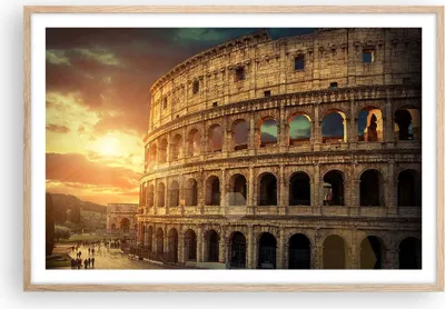 Produktbild von Gerahmtes Poster - Rahmen in heller Eiche - Coloseum Roma Architektur Italien - 91,5x61 cm - Wand Bild - Wanddeko - Wandbilder - Wandposter - Bilderrahmen - Bilder - Kunstdruck - P2NAA91x61-2966