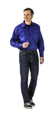 Produktbild von Planam  Hemden Köperhemd 1/1 Arm dunkelblau Gr. 47/48, 0417047