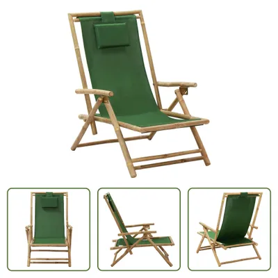 Produktbild von The Living Store Relaxstuhl Verstellbar Grün Bambus und Stoff