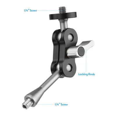 Produktbild von Andoer MA-95 Magic Arm Verlaengerungshalterung Monitorhalterung Adapter Aluminiumlegierung 1/4 Zoll Schraubenverbindung Dual Flexibler Kugelkopf zur Montage von Videomonitor LED-Licht, Packung mit 1 Stueck