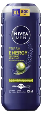 Obrázek produktu pro NIVEA MEN Fresh Energy, Sprchový gel, 500 ml, Dospělí, Pánské, Tělo, obličej a vlasy, Univerzální pleť