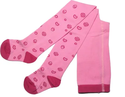 Produktbild von Kinderstrumpfhosen für Mädchen aus Baumwolle Herze und Kreise Rosa Größe 74