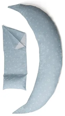 Image de Omgoods - Coussin de grossesse et d'allaitement DreamWizard 12-en-1 avec support lombaire réglable, gris étoilé