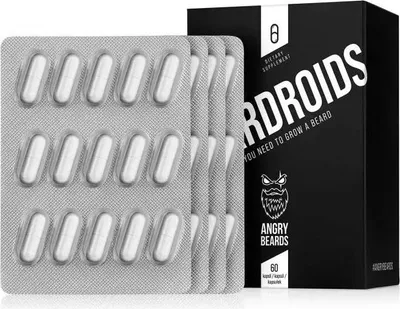 Produktbild von Beardroids Bartwuchs-Vitamine - 60 Stück - Angry Beards