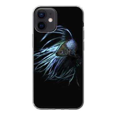 Produktbild von MuchoWow® Handyhülle Schutzhülle Hülle für iPhone 12 Fisch - Schwanz - Schwarz Silikon Softcase Handy Hülle - Schutzhülle