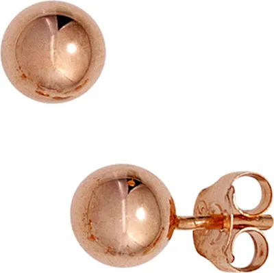 Produktbild von Paar Ohrstecker Kugel 6mm aus 925 Silber rotvergoldet Ohrschmuck Damen